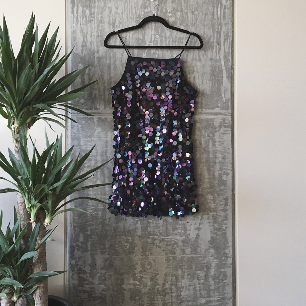 Goth Mermaid Sequin Mini Dress NWT